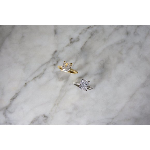 Radiant Cut Engagement Ring, 3 CT Radiant Cut Wedding Ring - Picture 2 of 9